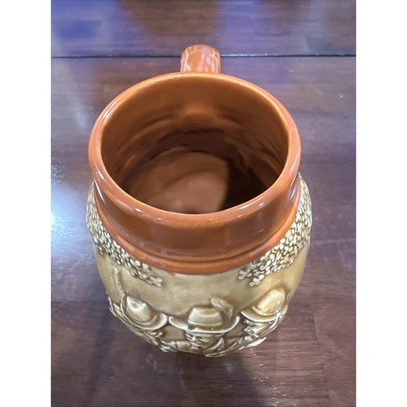 Handmade Vintage Glazed Beer Mug Stein Farm Men Drinking Trees  Detailed 1973 - Picture 2 of 8